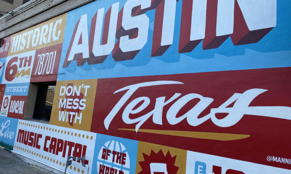 Colorful mural for Austins historic Sixth Street