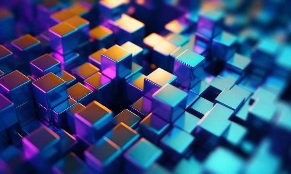 Iridescent neon cubes